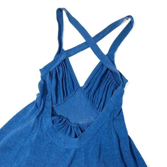 MARC JACOBS Cashmere Silk Knit Cross Back Mini Dress Cottagecore Blue Womens XS - Picture 6 of 9